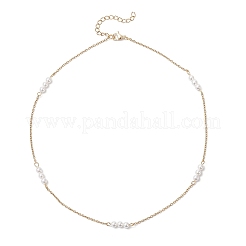 Collar de cadena tipo cable de acero inoxidable 304 con cuentas de perla blanca redonda de 4.5 mm para mujer&nbsp;NJEW-JN05571