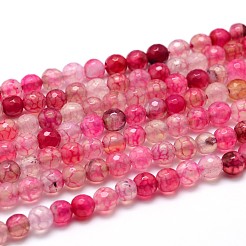 Abalorios redondas facetadas de ágata natural teñidas hebras&nbsp;G-P098-M