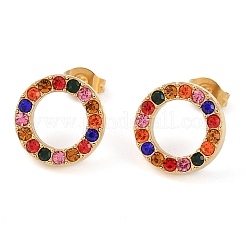 Anello in acciaio inossidabile 304 con ciondolo in strass colorato collane e bracciali e orecchini a bottone set per donna&nbsp;SJEW-C004-09G-02
