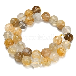 Brins de perles de quartz hématoïde jaune naturel de qualité A&nbsp;G-L642-F04-12mm