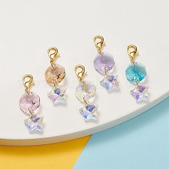 Décorations de pendentif en verre étoile/octogone&nbsp;HJEW-JM01044