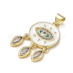 Anhänger mit bösem Blick aus Messing und Biskuit-Zirkonia&nbsp;KK-WH0062-30G