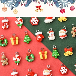 24 pièces 12 styles pendentifs en résine opaque sur le thème de noël&nbsp;RESI-FS0001-86A