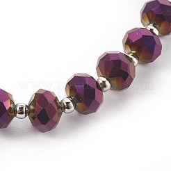Bracciali elastici in vetro placcato&nbsp;BJEW-JB04017-05
