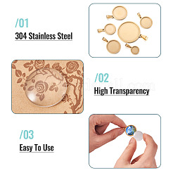 6 Stück 6 Stile 304 Edelstahl Anhänger Cabochon Einstellungen&nbsp;STAS-TA0001-47E