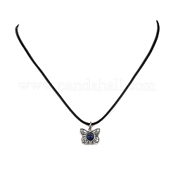 3 collar con colgante de aleación y lapislázuli natural con cordón encerado.&nbsp;NJEW-JN05438