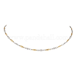 2 pz 2 stili bicolore 304 collane a catena con maglie a barra in acciaio inossidabile per le donne&nbsp;NJEW-JN05962