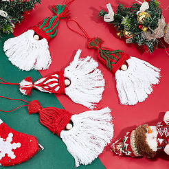 4 pendentif de Noël en fil de coton macramé tissé à la main pour décoration de Noël&nbsp;HJEW-MA00017