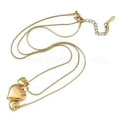 Colliers pour femmes avec pendentif triple cœur en acier inoxydable 304 et chaîne serpent ronde&nbsp;NJEW-A074-02G