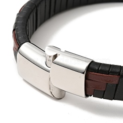 Lederarmband aus geflochtener rechteckiger Kordel mit Magnetverschlüssen aus Edelstahl 304 für Männer und Frauen&nbsp;BJEW-C021-03
