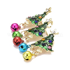 Weihnachtsbaum mit Glocke Emaille-Pin mit Strass&nbsp;LS-JEWB-A004-27G