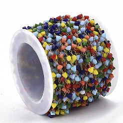 Chaînes à perles en verre facetté fait à la main&nbsp;CHS-T003-07G