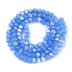 Fili di perline rondelle in vetro opaco placcato color ab&nbsp;EGLA-T029-4mm-09J