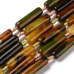 Natürliche gebänderte Achat (gefärbt und erhitzt) Perlenstränge&nbsp;G-A312-A02-01