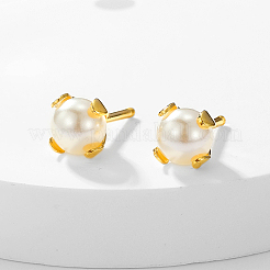 Elegantes pendientes de acero inoxidable 201 con perlas de imitación para mujer&nbsp;FV8306