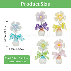 5 Stück 5 Farben süßes Plastik-Blumenornament mit Schüttelkopf&nbsp;AJEW-CN0006-02