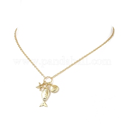 Colliers à pendentif étoile de mer en laiton&nbsp;NJEW-JN06232