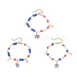 3 bracelet de perles rondes et de perles de rocaille en verre en jade jaune teinté naturel de 3 couleurs&nbsp;BJEW-MZ00180