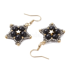 Orecchini pendenti in onice nero naturale&nbsp;EJEW-JE06238-01