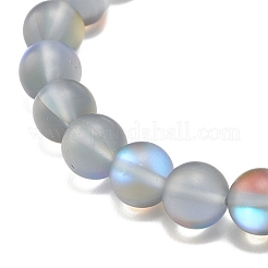 Synthetisches Mondstein-Stretcharmband mit runden Perlen und Strass&nbsp;BJEW-JB07875
