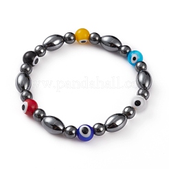 Non-magnétiques perles synthétiques d'hématite étirer bracelets&nbsp;BJEW-JB05895