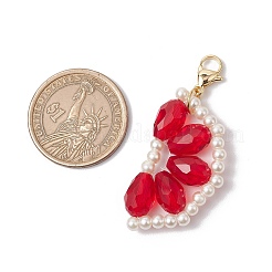 Decorazioni pendenti con perle di vetro e perline di vetro arancioni&nbsp;HJEW-TA00336-02