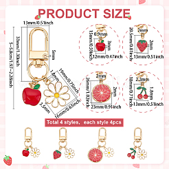 16 pz 4 stili fiore e frutta lega ciondolo decorazione smaltata&nbsp;HJEW-PH02101