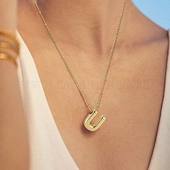 1 chaîne en laiton avec pendentifs en alliage de lettres&nbsp;NJEW-LP0001-41U-G