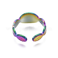Anello ovale in acciaio inossidabile 304 con malocchio&nbsp;RJEW-N038-095