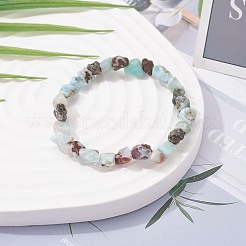 Natürliches Larimar-Perlen-Stretch-Armband für Kinder&nbsp;BJEW-JB07031-06
