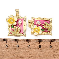 Blumen-Anhänger aus Messing und Emaille&nbsp;KK-D390-17G-03