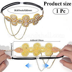 Chaîne à pompon en perles de plastique et strass en polyester à fleurs&nbsp;OHAR-WH20020-02G