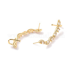 Boucles d'oreilles à tige incurvée avec zircon cubique transparent&nbsp;EJEW-C023-05G