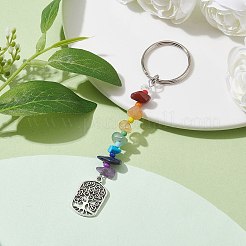 Porte-clés pendentif en alliage de style tibétain arbre de vie&nbsp;KEYC-JKC00689-04