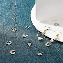 12 Stück 6 Stil Rack Plating Messing Micro Pave Zirkonia Charms&nbsp;ZIRC-FH0001-18