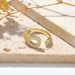Anelli di polsino in zircone chiaro con micro pavè di ottone&nbsp;RJEW-U037-01G