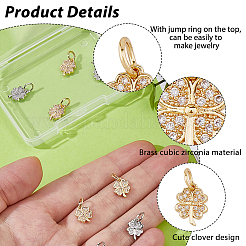 12 pièces 2 couleurs laiton micro pavé pendentifs zircone cubique&nbsp;KK-HS0001-84