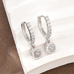 Orecchini pendenti a cerchio in ottone con micro pavé di zirconi cubici&nbsp;KK-Z166-15P-02