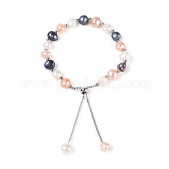Bracelets coulissants réglables en perles et en laiton&nbsp;BJEW-T022-15C
