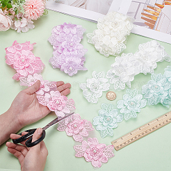 5 Yards 5 Farben Organza 3D Blumen Spitzenbesatz mit Kunstperle&nbsp;OCOR-WR0001-65