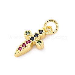 Pendentifs avec zircon cubiques à micro-pavés en laiton&nbsp;KK-S510-17G