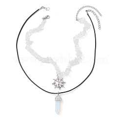 Set di collane con ciondolo a forma di sole in lega e proiettile opalite da 2 pz&nbsp;NJEW-JN04514-01