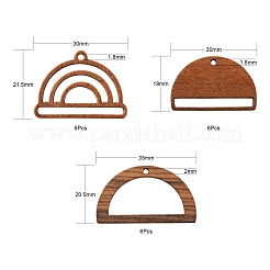 18 Stück 3 Stil Anhänger aus Nussbaumholz&nbsp;WOOD-LS0001-43
