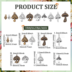 120 pz 12 stili pendenti in lega di stile tibetano&nbsp;TIBEP-ME0001-10