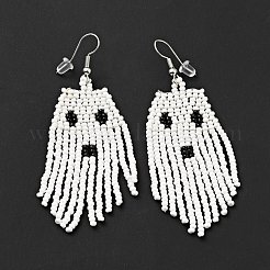 Aretes de candelabro de fantasma trenzado con semilla de vidrio&nbsp;EJEW-B012-02