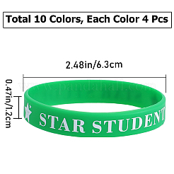 40 stücke 10 farben wort star student silikon schnur armbänder set armband&nbsp;BJEW-GF0001-13