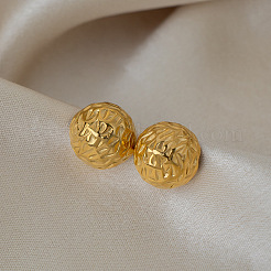 Boucles d'oreilles à clous sphériques en acier inoxydable texturé pour femmes&nbsp;PY7904