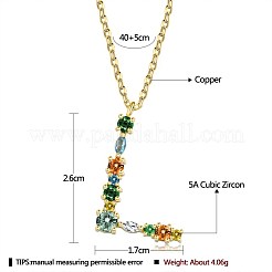 Colliers en laiton avec pendentif avec zircone cubique de micro pave&nbsp;NJEW-BB67040-L