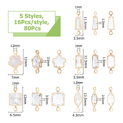 80 Stück 5 Stile Legierung Pflaster klar Zirkonia Stecker Charms&nbsp;FIND-HS0001-D