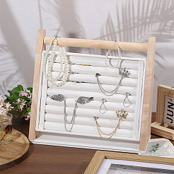 Ring-Organizer-Ausstellungsständer aus Holz und PU-Leder mit schräger Rückseite&nbsp;RDIS-WH0001-40